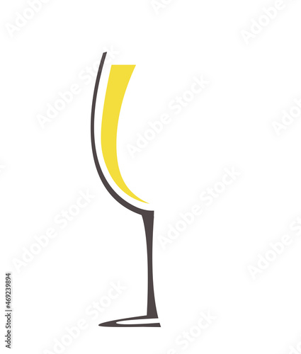 Wineglass with white wine vector