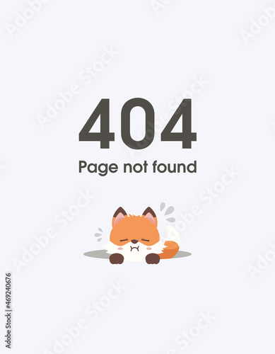 Design 404 error. Vector concept illustration for page 404.Template for a web page with 404 error.Error 404 Page Not Found Template With a little fox coming out of a hole