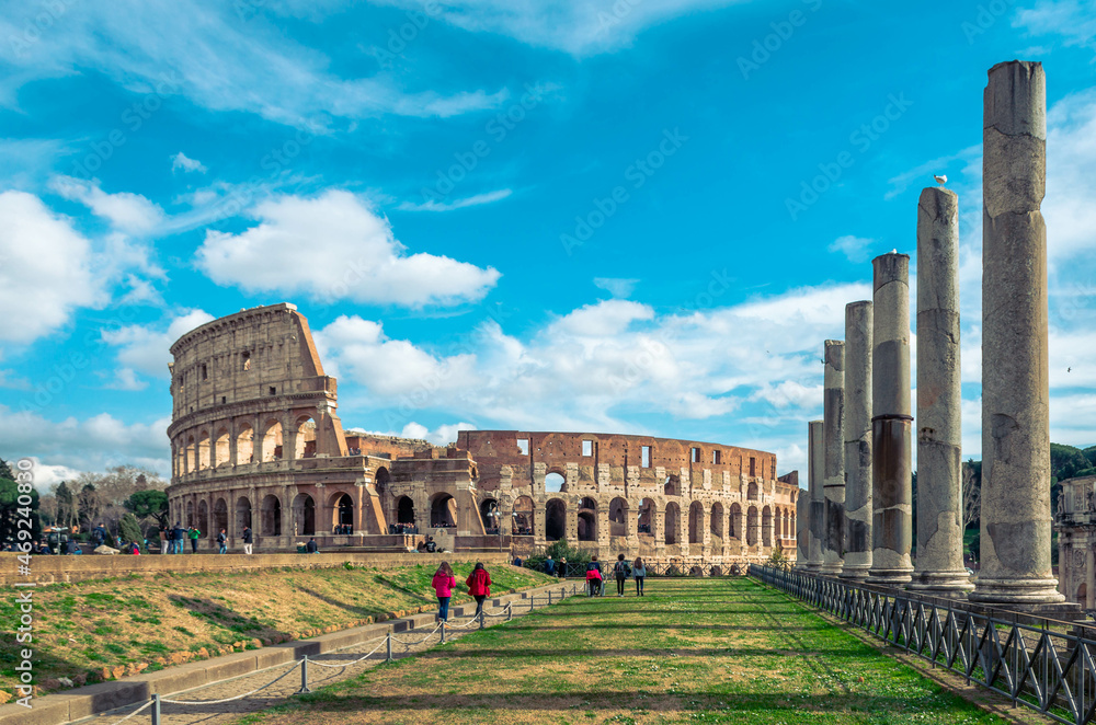 Rome Italy, view of Colosseum, one of the most important sights of Rome.