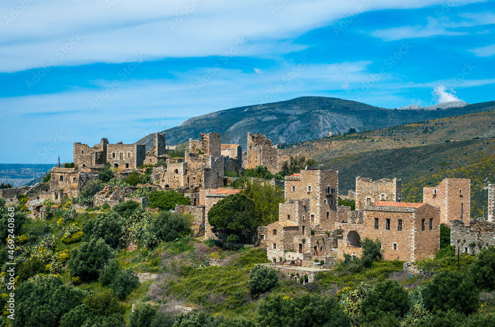 Vathia the impressive traditional village of Mani with the characteristic tower houses. Lakonia Peloponnese
