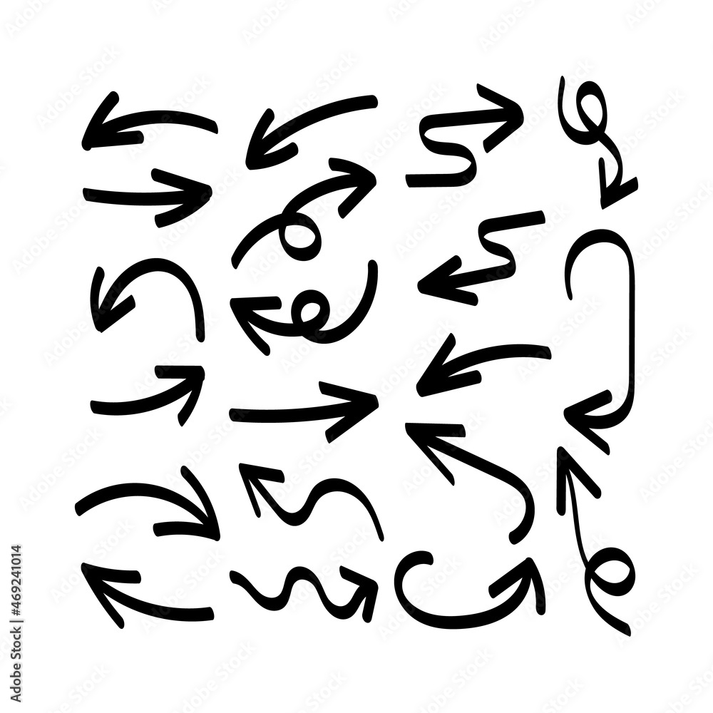 Set of Handdrawn Arrows Isolated on White Background. Set of Handdrawn Arrows Isolated on White Background.