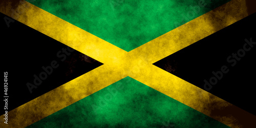 Closeup of grunge Jamaican flag