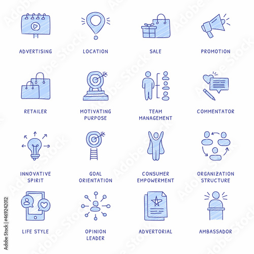 Business Concepts Doodle Colored icons - vector