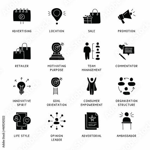 Business Concepts Doodle glyph icons - vector