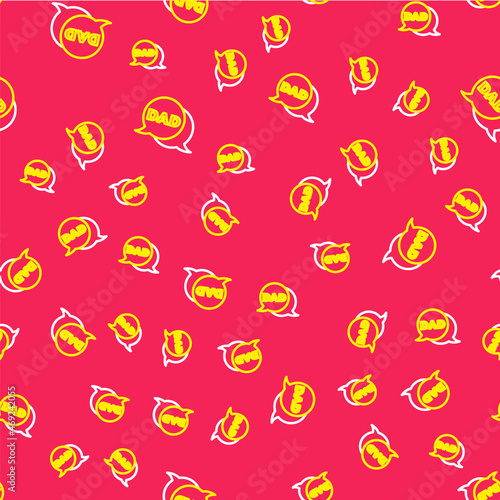 Line Speech bubble dad icon isolated seamless pattern on red background. Happy fathers day. Vector