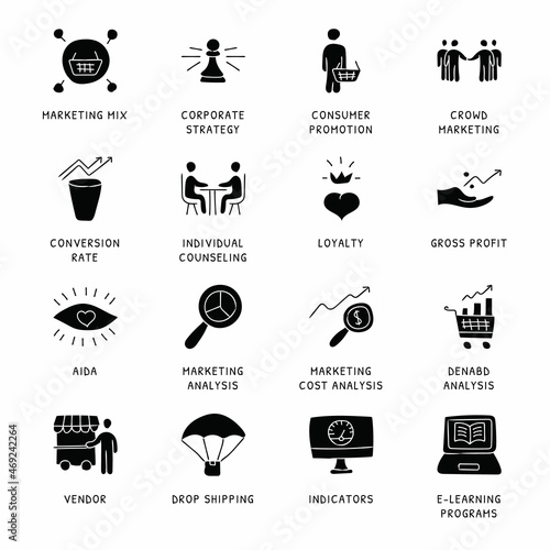 Business Concepts Doodle glyph icons - vector