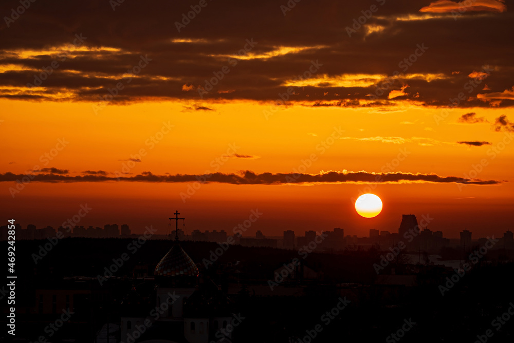 sunset over city sky, nature background sunset over city sky, nature background