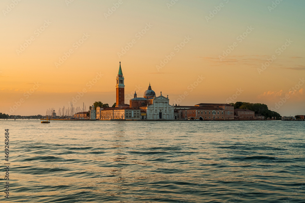 Church of San Giorgio Maggiore during Beautiful Sunrise in Venice, Italy.