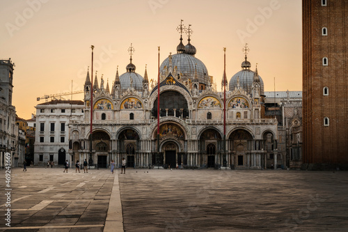St. Mark's Square and Basilica during Sunrise in Venice, Italy. © valdisskudre