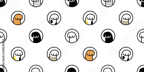 cat paw seamless pattern footprint kitten calico vector dog pet breed cartoon polka dot tile background  repeat wallpaper scarf isolated illustration doodle design