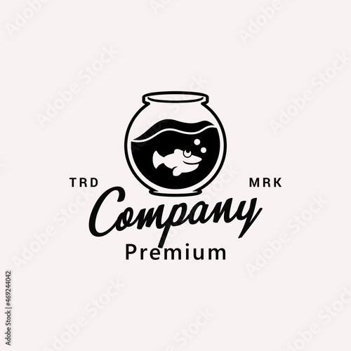 Fish in Bowl Logo Vector Icon Illustration