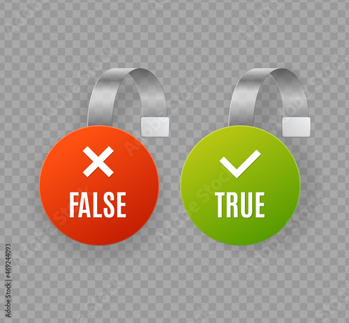 Realistic Detailed 3d True and False Labels Wobblers Set. Vector