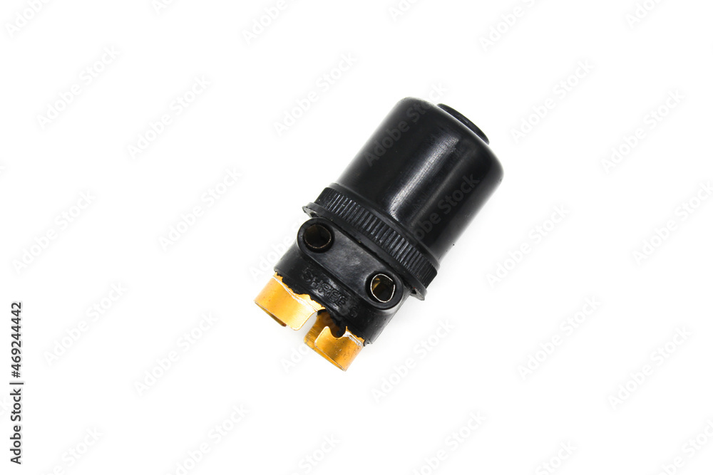 Bulb holder on white background with selective focus Bulb holder on white background with selective focus