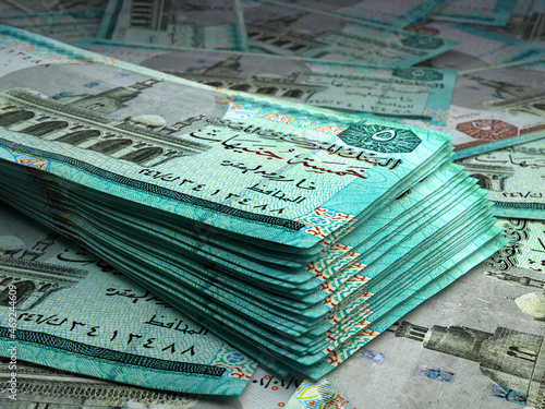 Fényképezés Egyptian money. Egyptian pound banknotes. 5 EGP pounds bills.