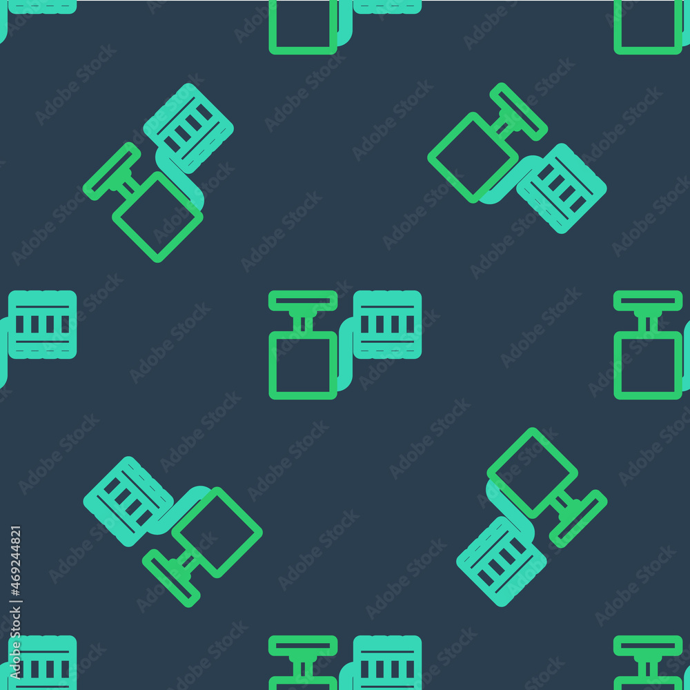 Line Handle detonator for dynamite icon isolated seamless pattern on blue background. Vector Line Handle detonator for dynamite icon isolated seamless pattern on blue background. Vector