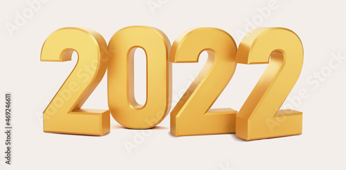 Numbers 2022 isolated. Happy New Year 2022. Realistic vector illustration