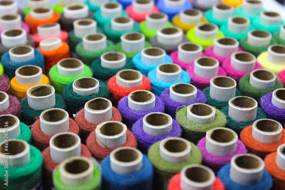 A picture of thread rolls with selective focus A picture of thread rolls with selective focus