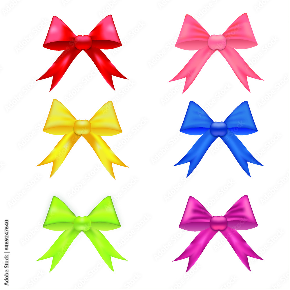 set of multicolored vector bows
