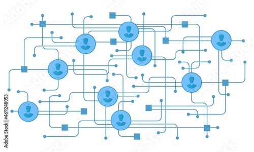 social network, contact, people face, connect online Vector illustration background