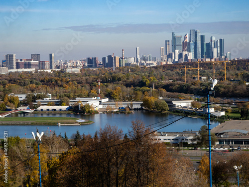 Kerosene lamp on the window overlooking the autumn trees 