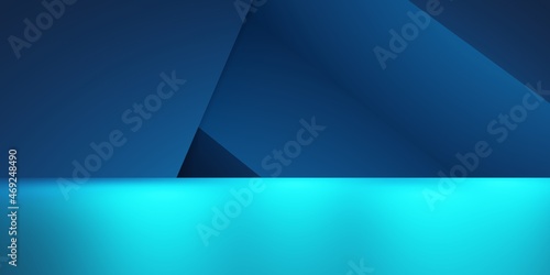 3d rendering of blue abstract geometric background. Cyberpunk concept. Scene for advertising  technology  showcase  banner  cosmetic  fashion  business. Sci-Fi Illustration. Product display