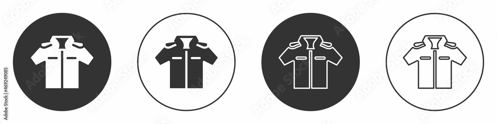 Black Shirt icon isolated on white background. Circle button. Vector Black Shirt icon isolated on white background. Circle button. Vector