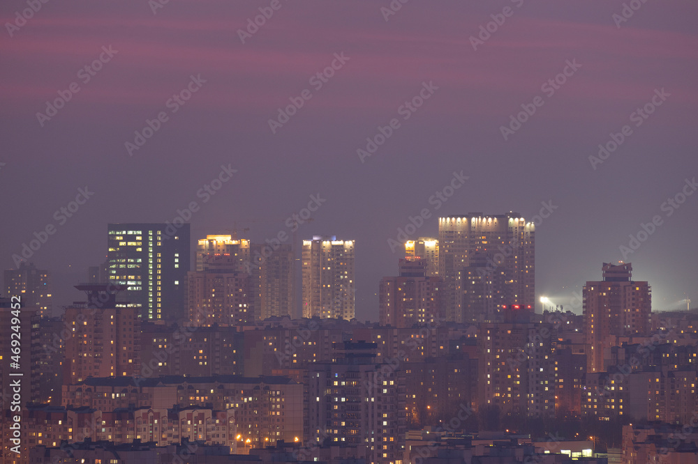 Fototapeta premium evening city of Minsk from above.