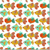 Colorful fish vector seamless pattern design for print.