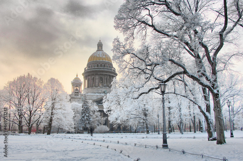 View of St. Isaac's Cathedral in winter