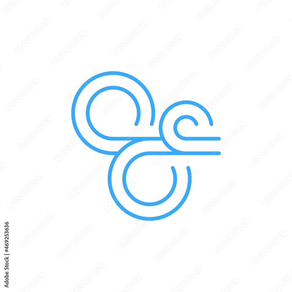 Vector Wind concept blue creative line icon or symbol Vector Wind concept blue creative line icon or symbol