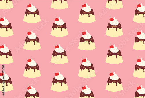 seamless pattern with custard pudding for banners, cards, flyers, social media wallpapers, etc.