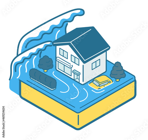 Housing damaged by the tsunami