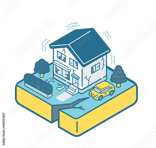 Houses damaged by the earthquake