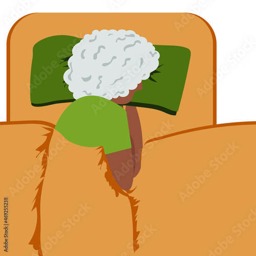 Old afroamerican women sleeping, vector illustration