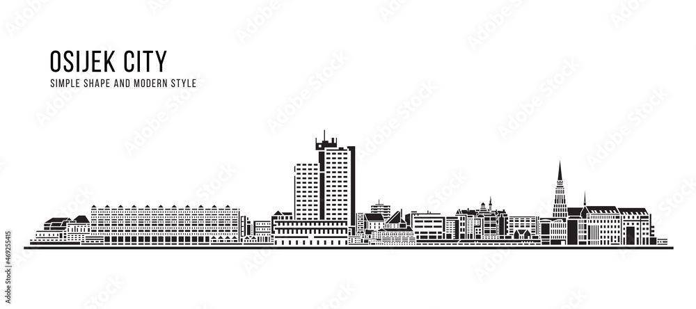Cityscape Building Abstract Simple shape and modern style art Vector design - Osijek city