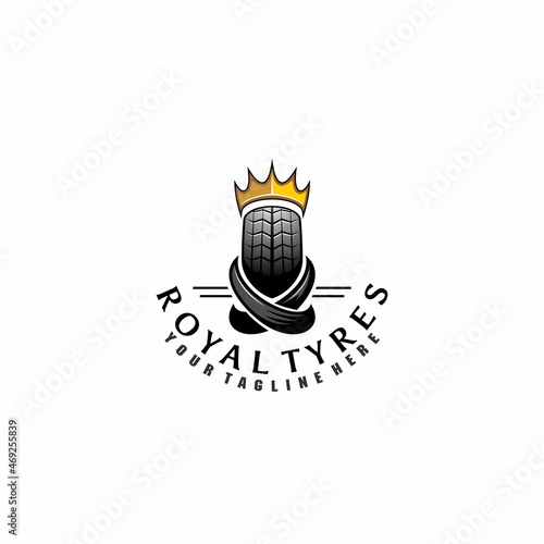 Tire Brand logo design. Royal tire design with additional crown