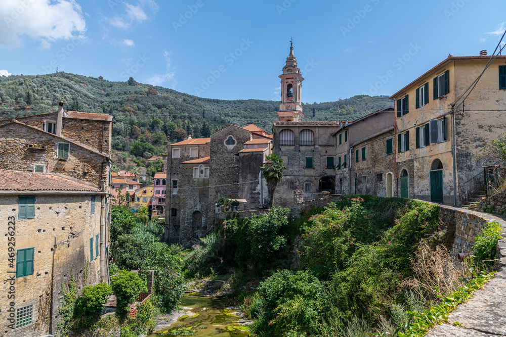 View of Dolcedo, a picturesque village near Imperia, Liguria, Italy
