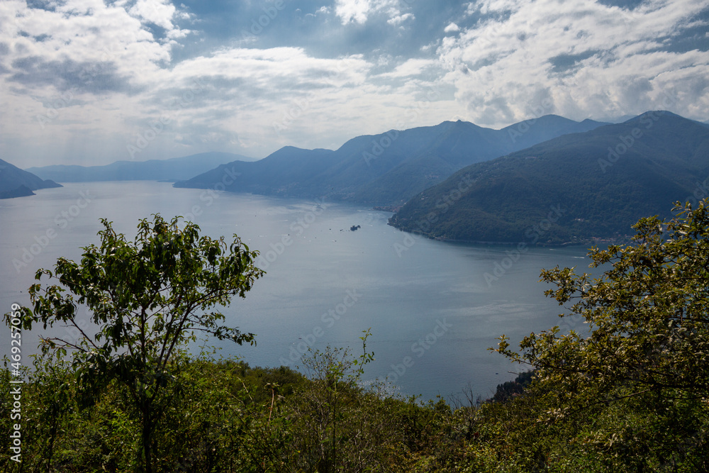 View of the Maggiore lake from Agra village and mountains