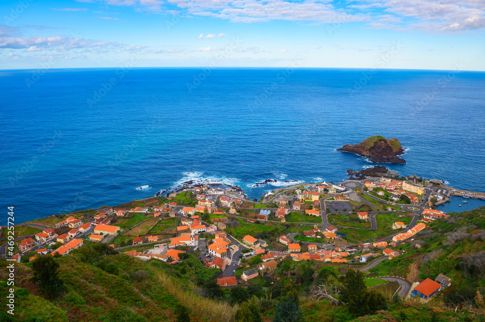 Aerial view of Porto Moniz in Madeira Island, Portugal