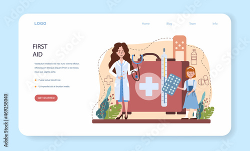 Healthy lifestyle class web banner or landing page. Idea of life safety