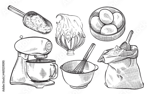 Collection of vector images of handmade cakes and pastries