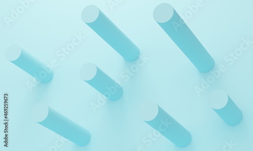 Abstract blue background with angled cylinders. 3d rendering