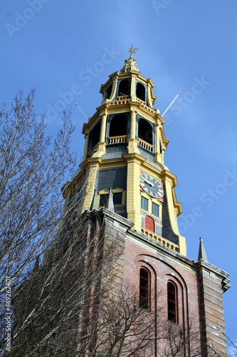 Tower from the Der Aa Church from 1495 in the city of Groningen. The Netherlands