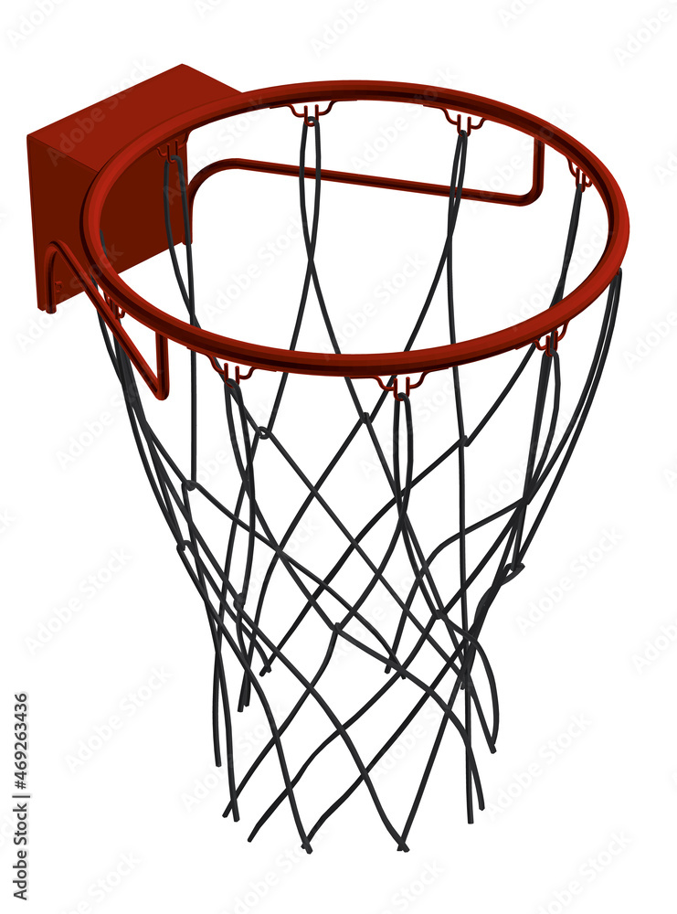 Basketball hoop isolated on white background. Isometric view. 3D. Vector illustration