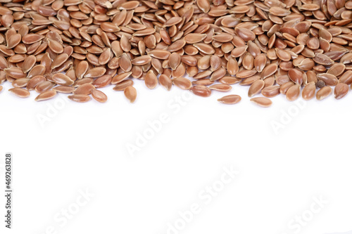 Flex seeds on white background. Healthy food concept. photo