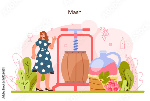 Wine production. Grape selection and processing. Grape berries