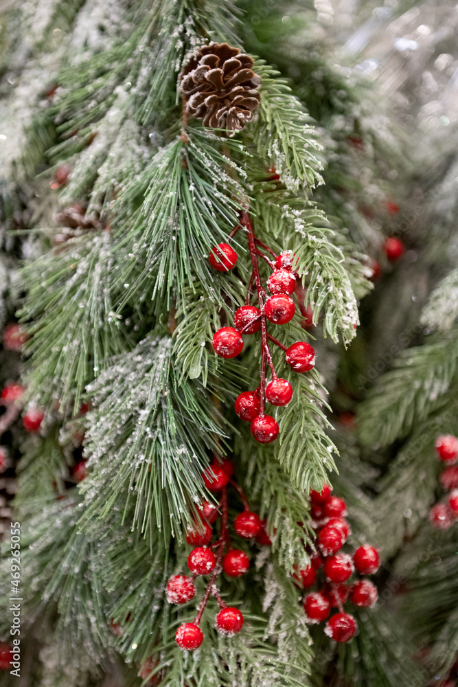 christmas garlands of fir with snow christmas garlands of fir with snow