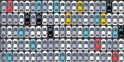 New cars parked in neat rows