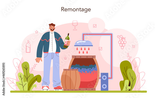 Wine production concept. Grape wine in a bottle or glass. Alcohol drink