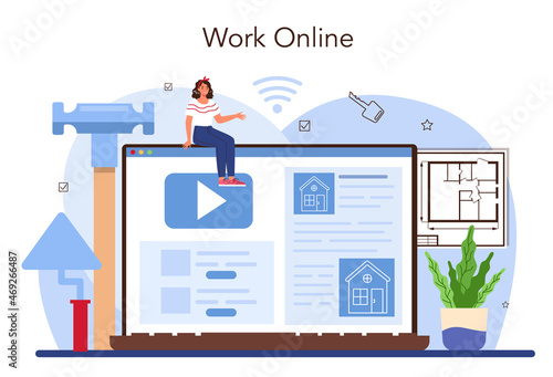 Real estate industry online service or platform. House remodeling